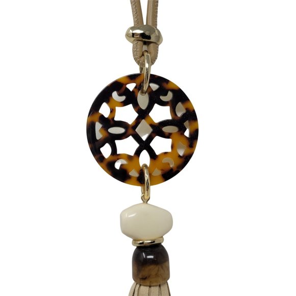 CHICO'S Faux Tortoise Shell Tassel Necklace - Picture 6 of 10